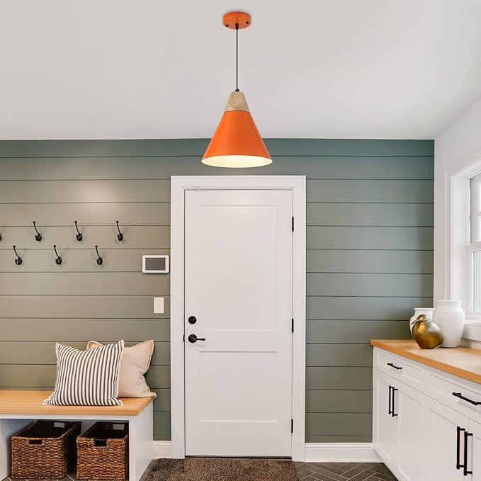 Kitchen Pendant Lights,11.8inches 2 Packs Orange Pendant Light, Farmhouse Pendant Light, Pendant Lights Kitchen Island for Living Room, Bedroom, Dinning Room