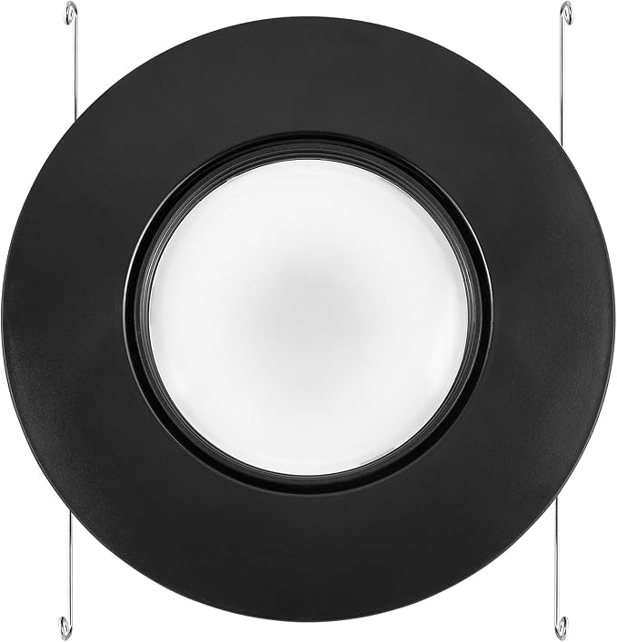 Maxxima 5 in. and 6 in. Rotatable LED Retrofit Downlight Gimbal, 1000 Lumens, 11 Watts, 5 CCT 2700K/3000K/3500K/4000K/5000K, Dimmable, Plastic Black Trim