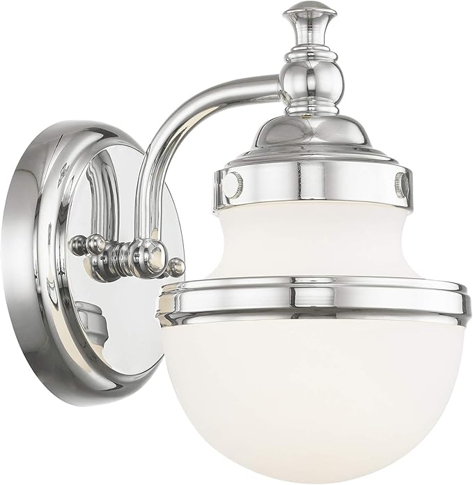 Livex 5711-05 Transitional One Light Bath Vanity from Oldwick Collection Finish, Polished Chrome