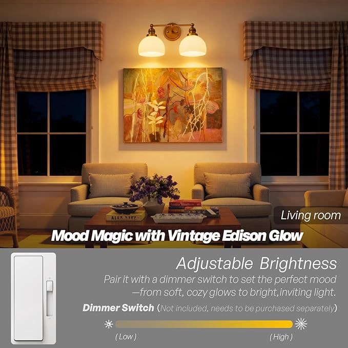 2-Light Gold Wall Sconces,Vintage Bathroom Wall Sconce Light with Milk Glass Double Arm Brass Bathroom Vanity Light for Living Room Bedroom Kitchen E26 Hardwire Indoor