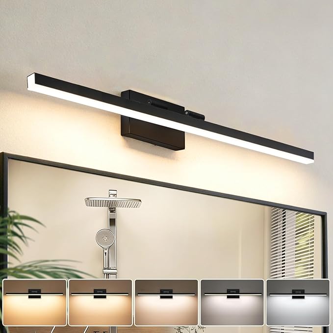 IZORRO Modern Bathroom Vanity Light 40 inch, Rotatable, 32W Dimmable Led Bathroom Light Fixture Over Mirror, Black Vanity Light Bar (5 Color Temperature)