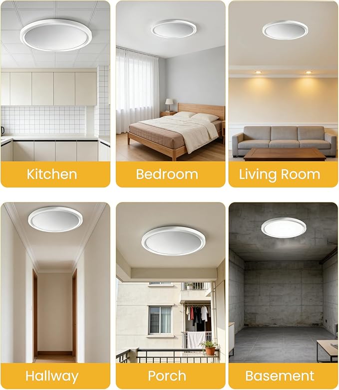 LEDYOND 11in Ultra-Thin LED Ceiling Light (0.52in), 5 Color Temperatures (3000K-6500K), 1100 Lumens Dimmable Flush Mount Ceiling Light Fixture, Compatible with Most Dimmers, Flicker-Free - 1 PK/White