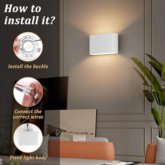 Aipsun Modern LED Wall Sconces Hardwired Interior Wall Lights Set of 2 Indoor Aluminum Up and Down Wall Mount Light for Living Room Bedroom Hallway Corridor Warm White 3000K(with G9 Bulbs)