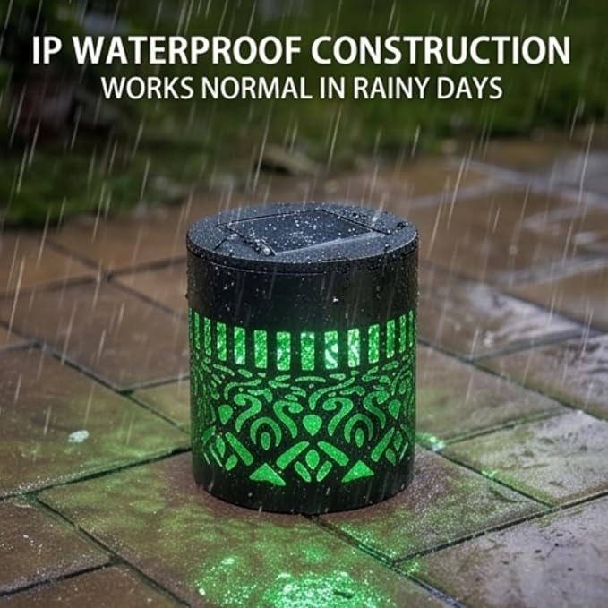 Solar Mandala Lights Outdoor, Decorative Solar Mandala Lights, Waterproof LED Fence Light for Garden Deck Step Yard Decor (2PCS)