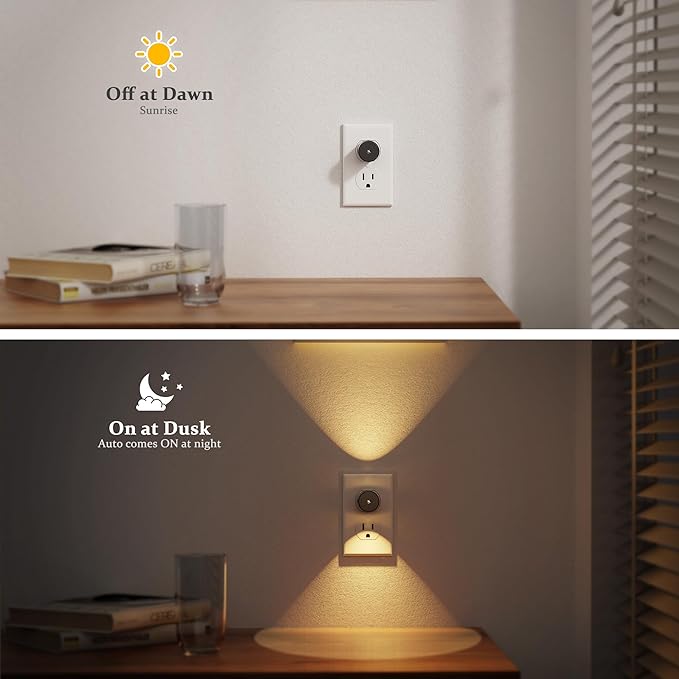 JandCase Night Lights Plug into Wall,4 Pack Mini Lens Night Light with 3CCT Color Temperature,180° Rotatable Night-Lights,Dimmable Nightlight Plug in with Light Sensor for Bathroom Hallway Room Decor