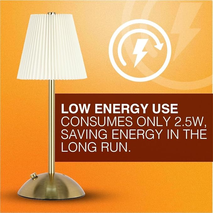 LEDVANCE Sylvania Cordless Lamp, LED Rechargeable Table Lamp with Battery Operated, USB-C, 3 Color Temperatures (3000/4000/5000K), Dimmable, Bedroom, Night Light, Coffee Shop, Brass - 1 Pack (66875)
