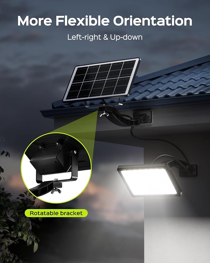 JACKYLED Solar Lights Outdoor 299 LED 1000 Lumens Bright Solar Wall Spotlight with 4000mAh Battery IP65 Waterproof Dusk to Dawn Auto Lighting for Front Door Balcony Shop Barn Garage (Black, 2-Pack)