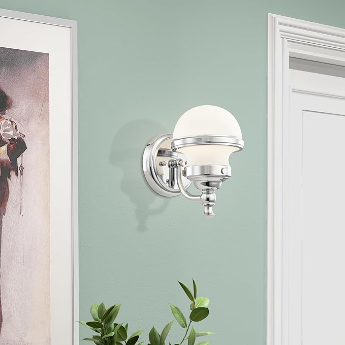 Livex 5711-05 Transitional One Light Bath Vanity from Oldwick Collection Finish, Polished Chrome