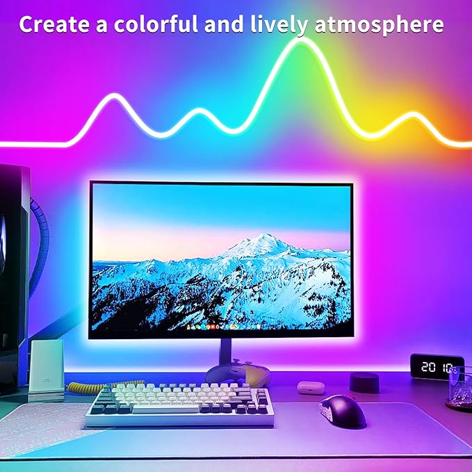 segrass 100FT RGB LED neon Rope Lights LED neon Lights with Remote/APP Control 24V IP65 Waterproof Flexible Neon LED Strip Lights for Bedroom Room Outdoors Decor（2 Rolls of 50ft）