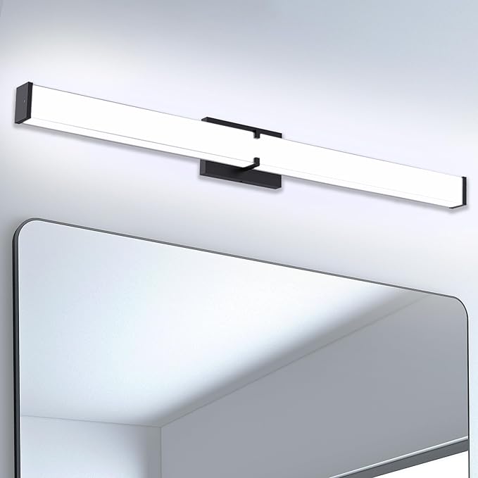 Bathroom Light Fixtures: 31.5 Inch ETL Certified LED Bathroom Vanity Light 5700K Cool White 36W 2500LM - Modern Black Vanity Light Dimmable with Clear Shade - Bathroom Lighting Fixtures Over Mirror