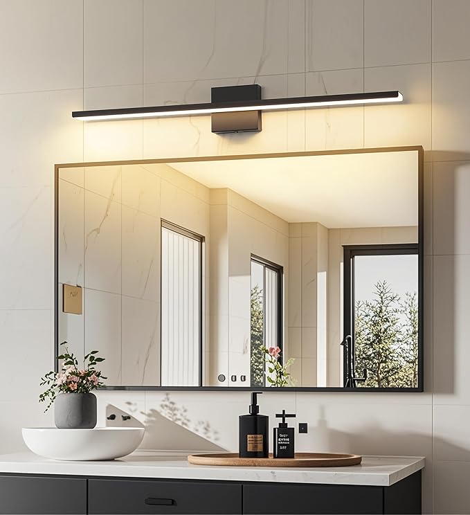 JUSHENG Black Vanity Lights for Bathroom 5CCT Dimmable Bathroom Vanity Light Fixtures LED Vanity Light Bar 31.5'' Inch 32W ETL Certificated