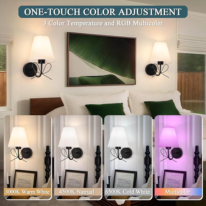 ADISUN Modern Wall Sconce Set of Two, Battery Operated Wall Sconce Remote Control Dimmable Wall Lamp Wireless Sconces for Living Room Bathroom Dining Room Corridor Staircase (2 Bulbs Included)
