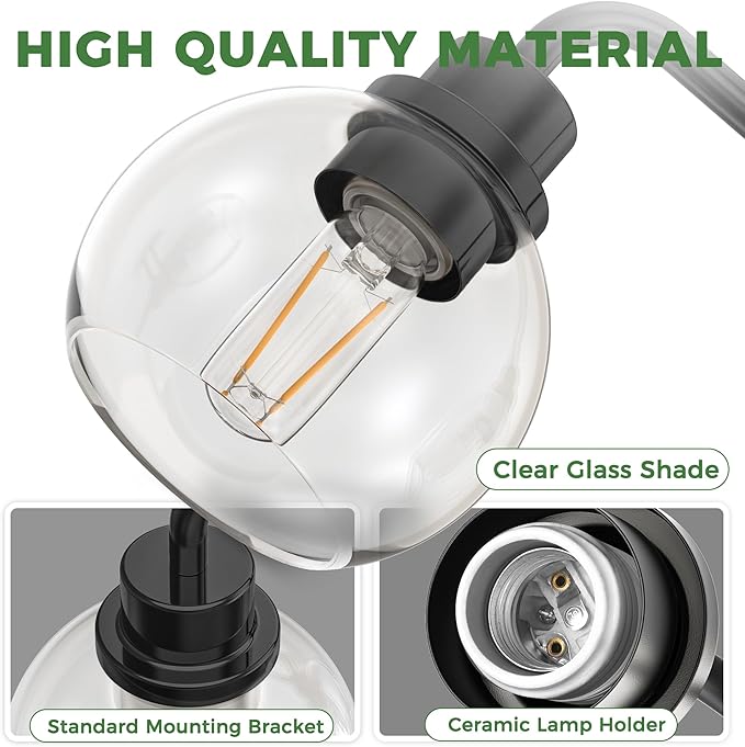 DORESshop Built to Last 20 Years Bathroom Light Fixtures, 5-Light Vanity Lights Over Mirror, Black Wall Lamp with Clear Glass for Living Room Decor Bedroom Porch Cabinet