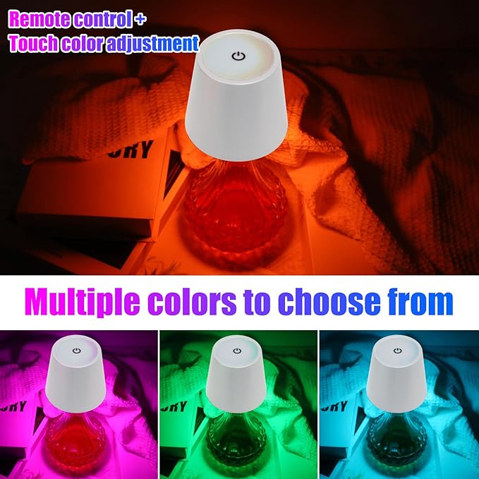 Wireless Bottle Lamp with Remote Control, Rechargeable RGB Wine Bottle with 3Modes Light Dimming, Waterproof Touch Lamp Head for Room, Bar, Restaurant and Party Decorations(RGB White)