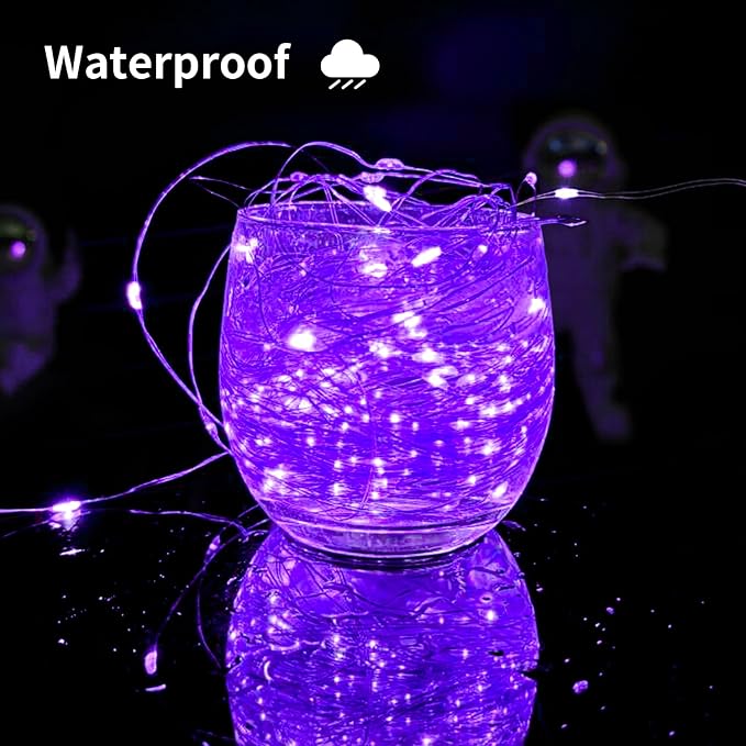 Solar String Lights Outdoor, 33 Feet 100 LEDs 8 Modes Solar Fairy Lights for Outside, Waterproof Outdoor Light for Patio Yard Christmas Tree Halloween Wedding Party Decorations, Purple