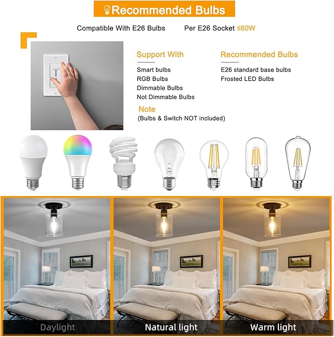YYT Small Kitchen Ceiling Lights Black Hallway Light Fixtures Hallway Light Fixtures Ceiling Black 1-Light Semi Flush Mount Ceiling Light Single Light Fixture with Clear Glass Shade Pack of 3
