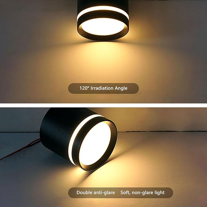 2.36" LED Ceiling Spotlight Indoor Cylinder Downlight 5W 3000K Black Aluminum Spot Light Ceiling Light Fixture for Hallway Corridor Gallery Display Kitchen Living Room Dining Room Bedroom