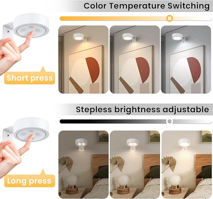 4-Pack Battery Picture Lights, Remote Painting Light for Art Disaplay,Magnetic LED Wall Picture Light, Dimmable & Timer, 3 Lighting Modes Art Display Light for Gallery Dartboard Frame Pictures, White