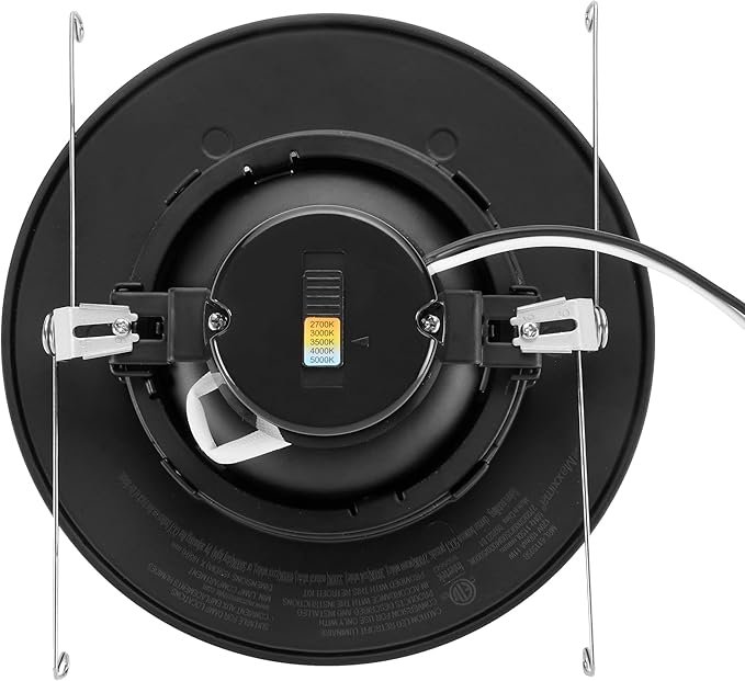 Maxxima 5 in. and 6 in. Rotatable LED Retrofit Downlight Gimbal, 1150 Lumens, 11 Watts, 5 CCT 2700K/3000K/3500K/4000K/5000K, Dimmable, Aluminum Black Trim