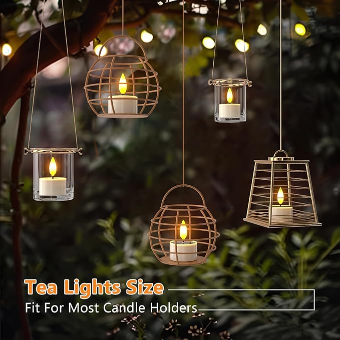 PChero Solar Tea Lights Outdoor Waterproof, 6Pcs Rechargeable Dusk to Dawn Candles, Flameless Flickering LED Votives Candles for Patio Lantern, Garden Decor, Mason Jar, Camping Table, 1.5"x2.1"