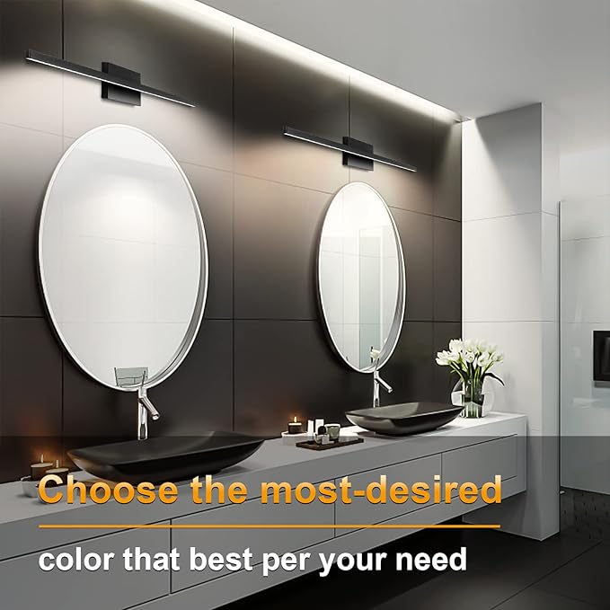 NIORSUN 31.5 inch Black Bathroom Vanity Light,18W 5CCT Dimmable LED Bathroom Lighting Fixtures Over Mirror, Modern Vanity Lights for Bathrooms Restroom Mirror- ETL Certified