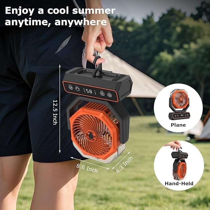 Misting Fan Portable,Personal Fan with Smart APP Remote Control,40000mAh Rechargeable Battery Powered Desk Fan with RGB Lights,Timer,5 Speed Mister Fan for Travel,Camping,Tents,Beach,Office,Outdoor