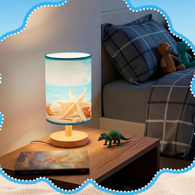Glooglitter Coastal Beach Table Lamps Gifts 3 Colors Dimmable Lights Ocean Beach Room Bedroom Decor 9.72 x 5.12 Inch Conch Starfish Bedside Bedroom Lamps Sea Night Light for Desk Table Birthday Gifts