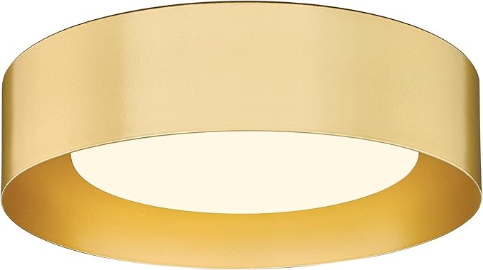 AUTELO Gold Flush Mount Ceiling Light, LED 14" Ceiling Mount Light Fixture with Frosted Glass for Bedroom Foyer Hallway C3336XS BRZ LED