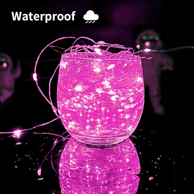 Solar String Lights Outdoor, 66 Feet 200 LEDs 8 Modes Solar Fairy Lights for Outside, Waterproof Outdoor Light for Patio Yard Christmas Tree Halloween Wedding Party Decorations, Pink