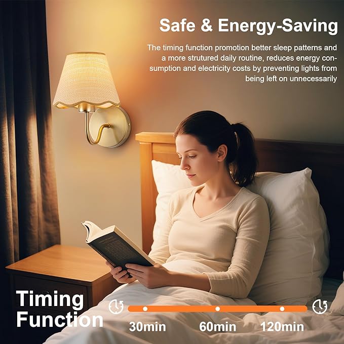 ADISUN Battery Operated Wall Sconce Set of 2, Gold Wall Lamps Rechargeable Bulbs for Living Room, Rattan Shade Wireless Wall Lights for Bedroom Living Room Hallway Kitchen(2 Bulbs Included)