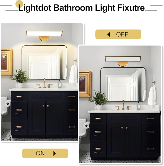 Lightdot 180° Rotatable Light Panel Bathroom Vanity Lights - 17.7IN Adjustable LED Bathroom Light Fixture, Wall Mounted Illumination for Living Room, Shower Mirror, Dressing Table-G0508