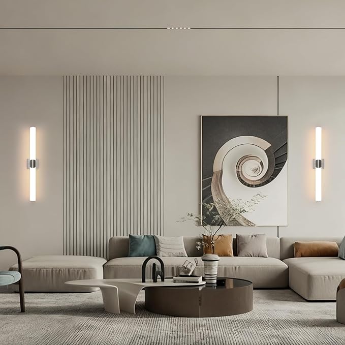 Modern Wall Sconce 30 Ihch Brushed Nickel Bathroom Sconces LED Wall Lighting Fixtures with Acrylic Shade Hardwired Long Vanity Lights Over Mirror for Bedroom Living Room Hallway