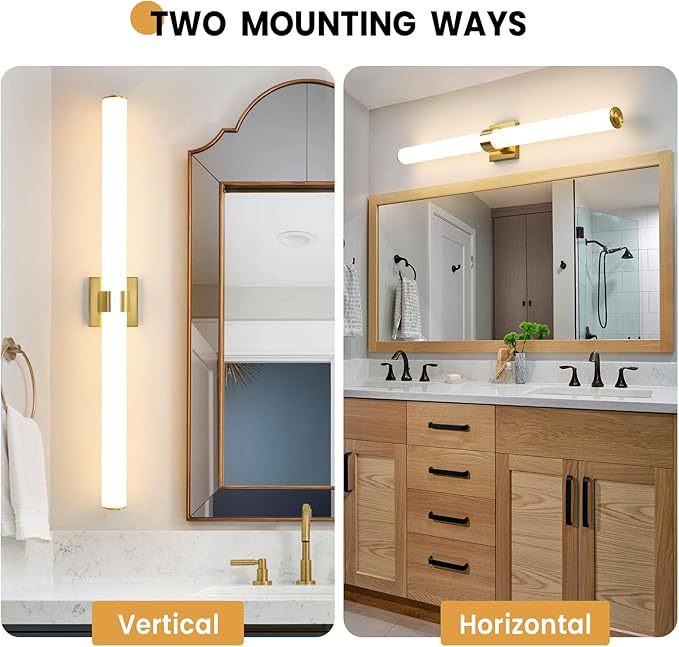 AIJIASI Bathroom Light Fixtures - 39 Inch Gold Bathroom Lights Over Mirror LED Vanity Light with Acrylic Shade, 36W Modern Vanity Lighting Fixtures for Mirror Living Room Gallery 3000K