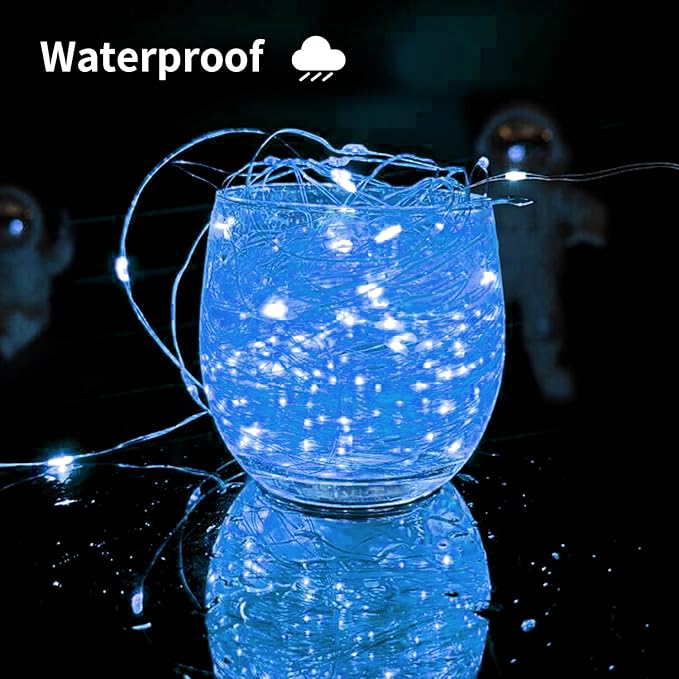 Solar String Lights Outdoor, 99 Feet 300 LEDs 8 Modes Solar Fairy Lights, Waterproof Outdoor Light for Patio Garden Yard Christmas Tree Halloween Wedding Party Decorations, Blue