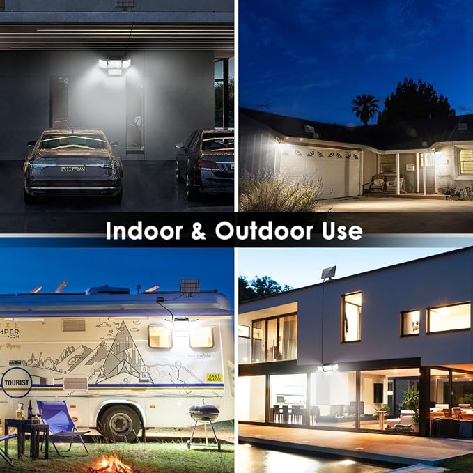 CLAONER Solar Outdoor Lights Motion Sensor 3500LM 288 LED Security Light with Remote Control IP67 Waterproof 4 Heads Flood Lights (6 Pack)