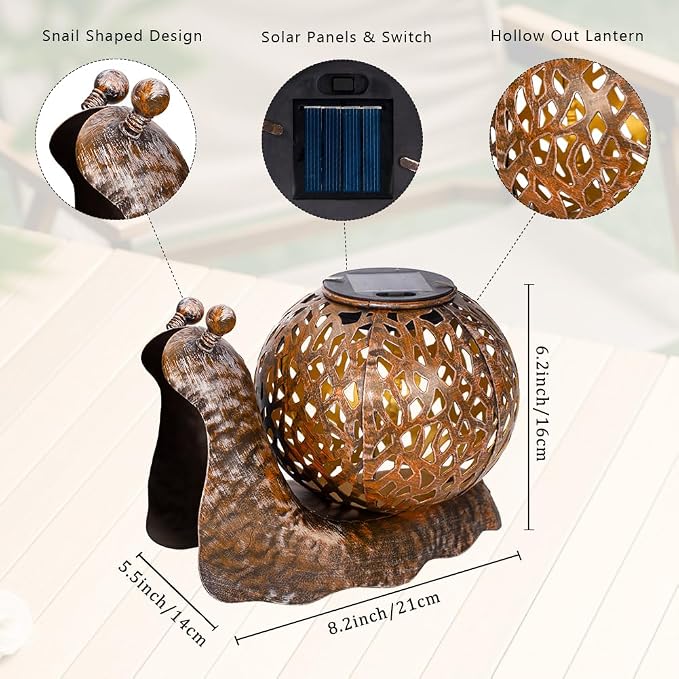 2 Pack Snail Solar Lanterns Outdoor Waterproof
