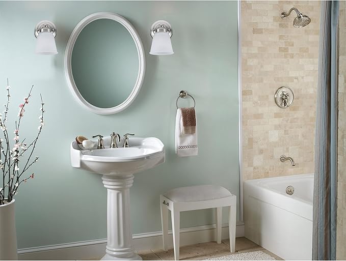 Aspen Creative 62012-1, One-Light Metal Bathroom Vanity Wall Light Fixture, 5" Wide, Transitional Design in Satin Nickel with Frosted Seeded Glass Shade
