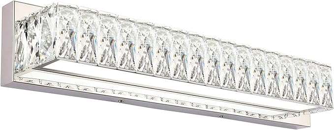 ZUZITO Modern Bathroom Light Fixtures - LED Vanity Lights for Bathroom 18W - Crystal Chrome Lighting Fixtures Over Mirror for Bath