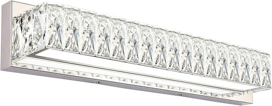 ZUZITO Modern Bathroom Light Fixtures - LED Vanity Lights for Bathroom 18W - Crystal Chrome Lighting Fixtures Over Mirror for Bath