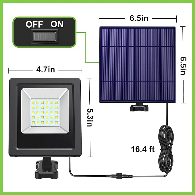 Lightonight Solar Lights Outdoor 1 Pack, 6500K Cool White | Waterproof Solar Flood Lights, Waterproof Dusk to Dawn Solar Powered Security Spot Lights for Porch Patio Yard Garage