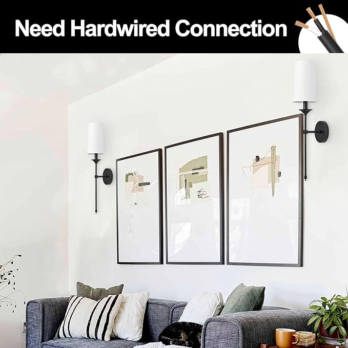 PASSICA DECOR Wall Sconce Set of 2 Hardwired Candle Terrace Wall Light Vintage Lamp for Bedroom Living Room Dining Farm House Light Fixture