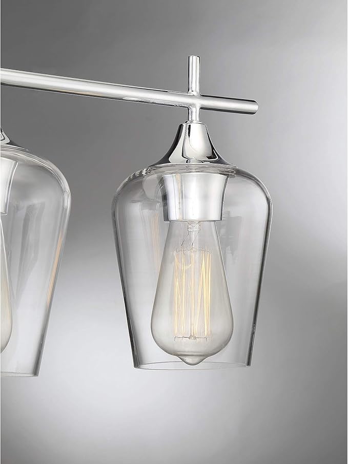Savoy Essentials 8-4030-3-11 Octave Bohemian Clear Glass Bathroom Vanity Wall Light, 3-Light 180 Total Watts, 10" H x 21" W, Polished Chrome