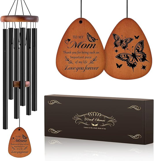 JOBOSI Mother's Bouquet Memorial Wind Chime with Black Tube Decorative Gift,Indoor/Outdoor Decorative Gift, Perfect for Mothers, Ladies, and Grandma