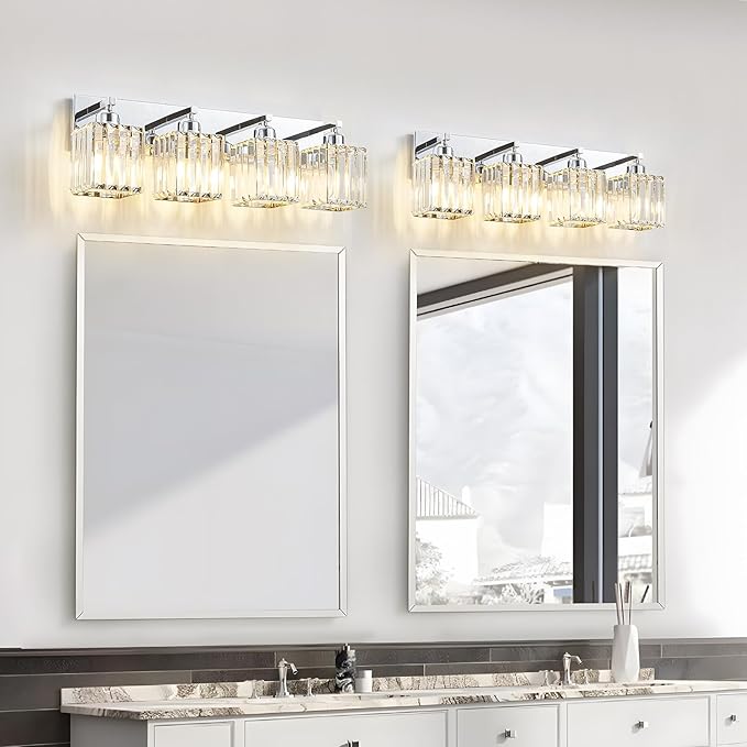 Bathroom Light Fixtures Crystal Modern Vanity Lighting Fixtures 4 Light Chrome Bathroom Vanity Light