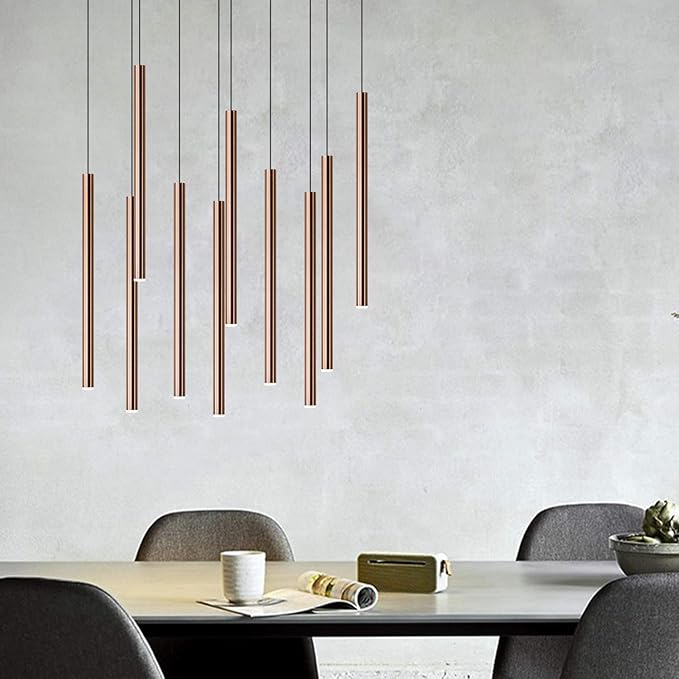 CANALIS 10 Mini Pendant Lighting Copper - LED Hanging Light Fixture for Kitchen Island, Bar, Foyer - Cluster Pendants - Dimmable, Adjustable Wire, Lamp Bulb Included