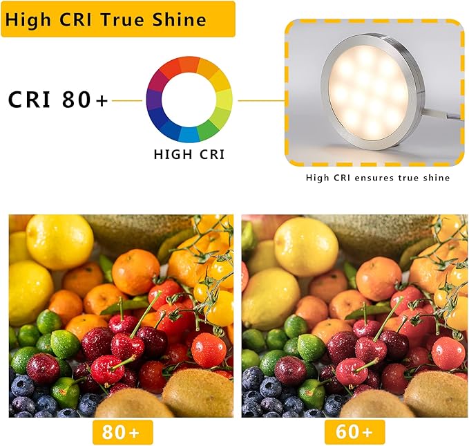 Smart LED Puck Lights with APP Control, Dimmable Cabinet Lighting with Bluetooth, Music Sync and Timer Function, Under Cabinet Lights, DC 12V Adaptor (Warm White, APP 8Pack)