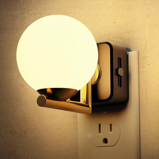 L LOHAS LED Night Lights Plug Into Wall, Dusk to Dawn Sensor, Soft White 3000K Nightlight, 0-100LM Adjustable Brightness, Plug in Night Light for Bathroom, Hallway, Bedroom, Stairway