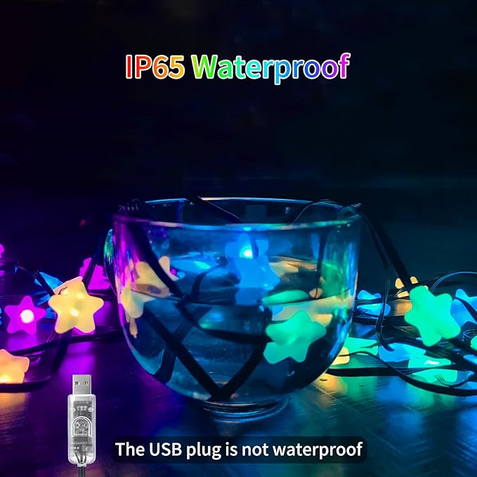 Smart Star Fairy Lights, 33FT 66 LED String Light, Tent Lights for Party with App, Music Sync,Group Control String Lights for Bedroom, Party, Wedding, Holiday Decorations (Star)