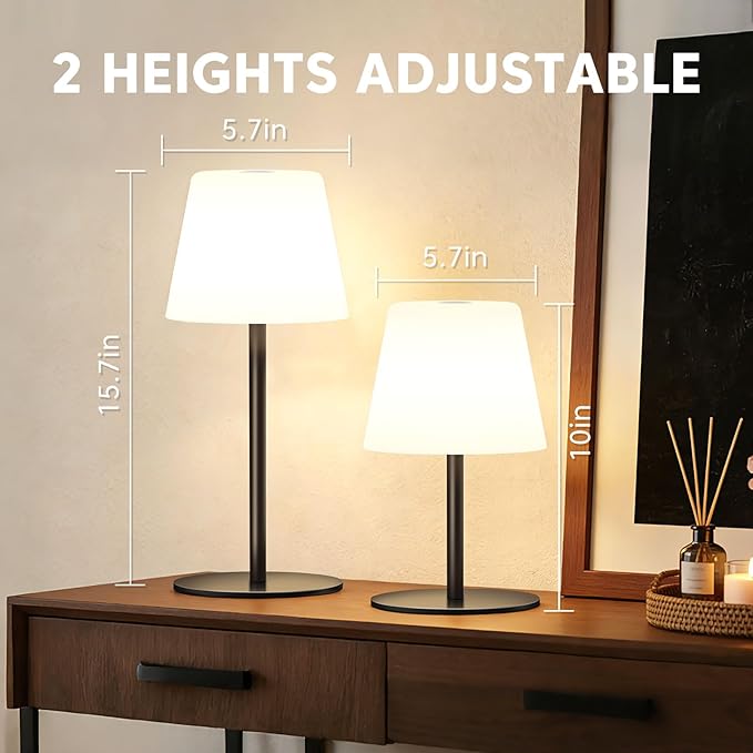 NEEZUKAR Cordless Table Lamp for Bedroom,Rechargeable IP65 Waterproof Shower Lamp with Battery Operated, Touch Dimmable LED Desk Light for Bathroom,Kitchen,Outdoor Patio (Black)