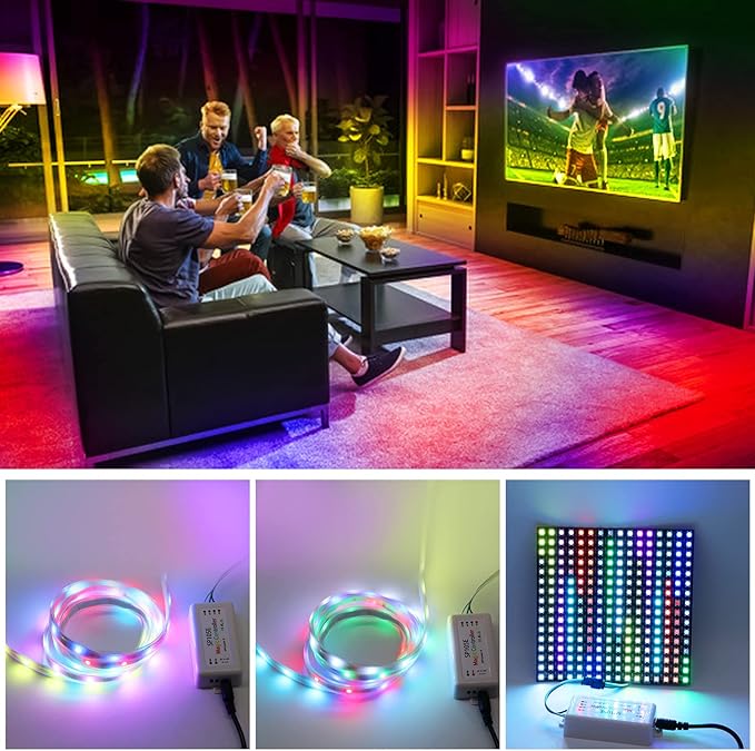 SP105E Led Controller, Ws2812b Controller for Smart IC Led Lights Like Ws2811 SK6812 Ws2815 Ws2813 APA102, Wireless Bluetooth Addressable LED Controller for Indoor Use